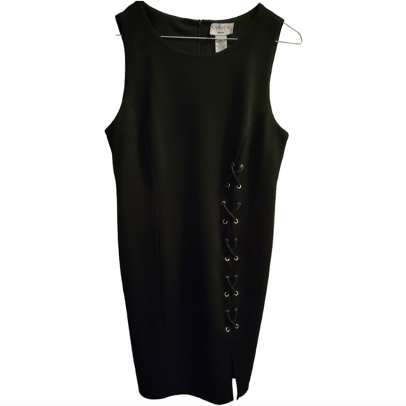 Carmen Marc Valvo Lace Side Black Dress Size 10 - Picture 2 of 5